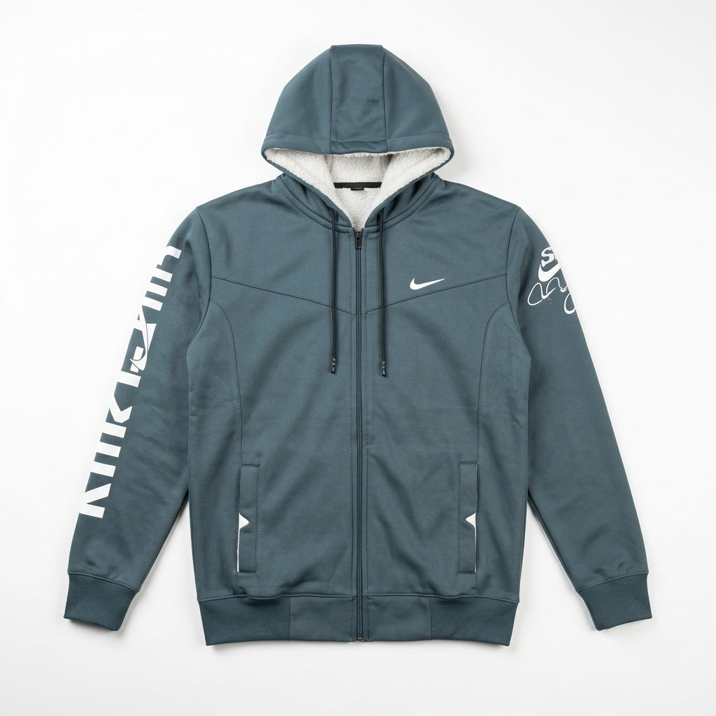 Nike Sherpa-Lined Full-Zip Athletic Hoodie - Medium