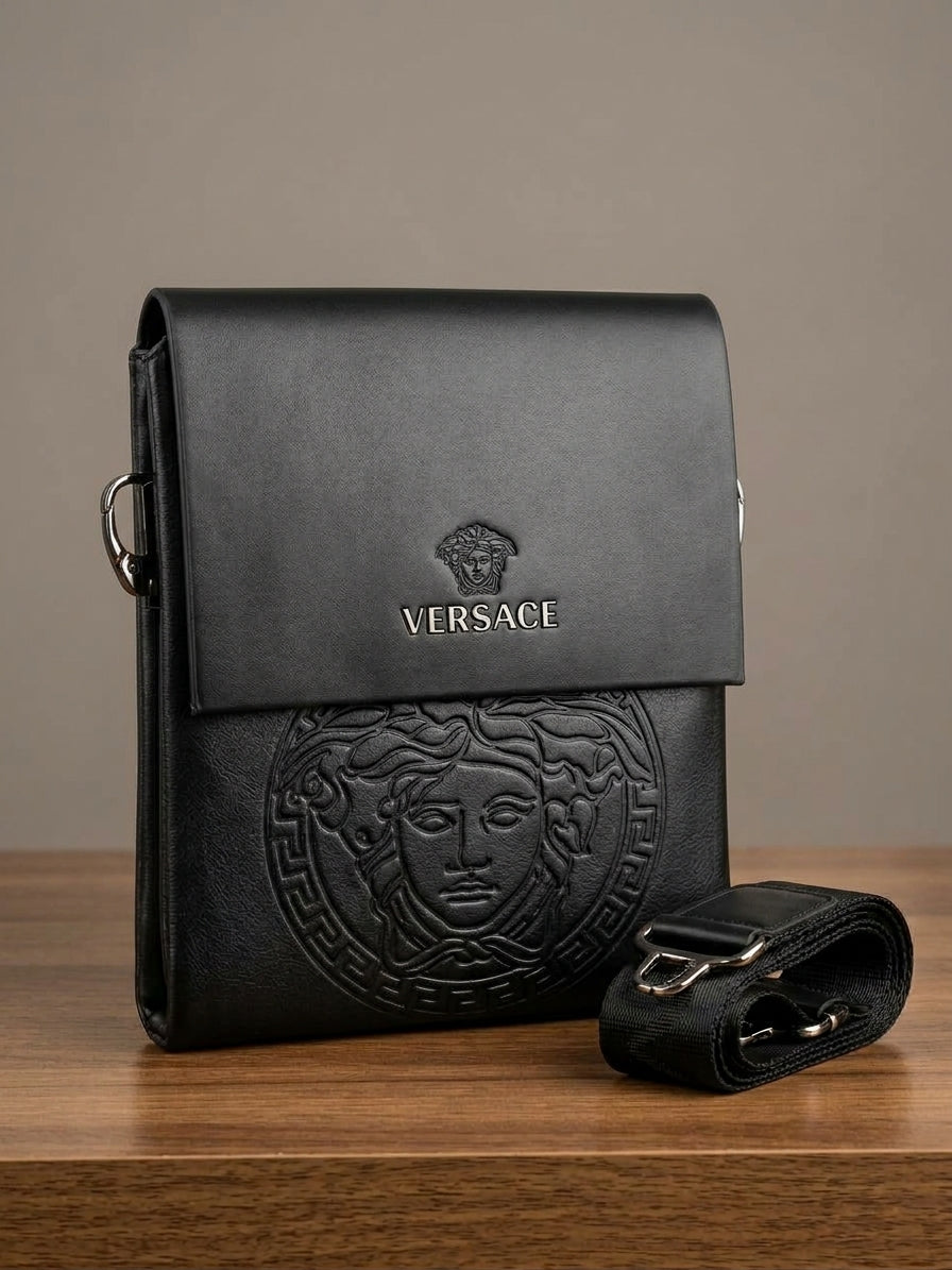 Premium Leather Crossbody Shoulder Bag - VERSACE