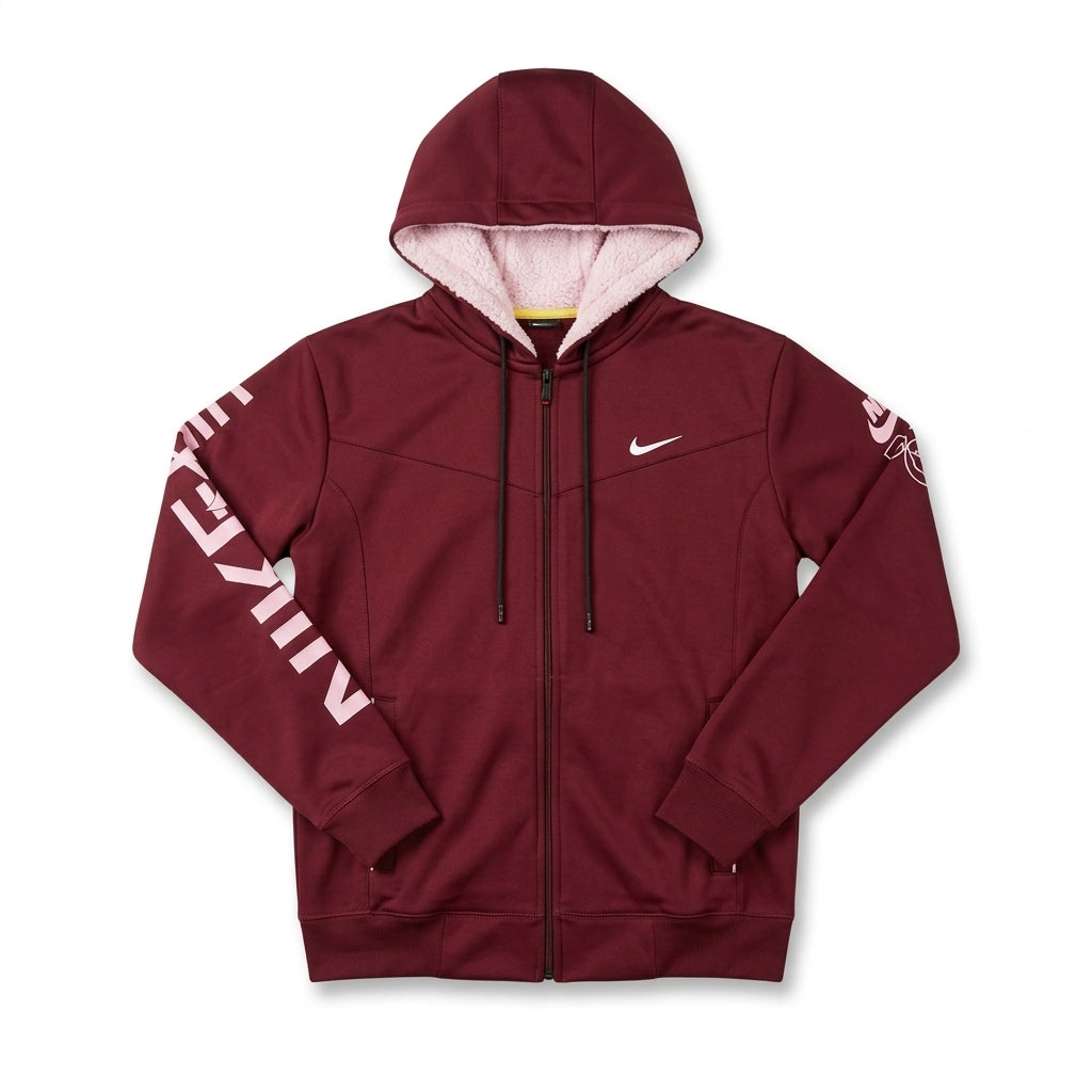 Nike Sherpa-Lined Full-Zip Athletic Hoodie - Medium