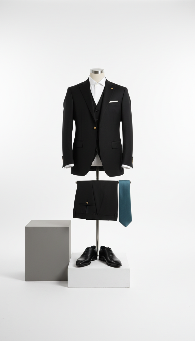 Jet Black Italian Wool Suit